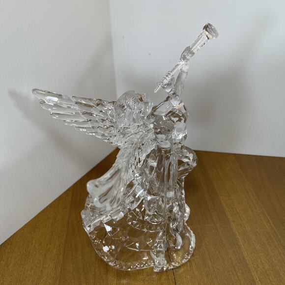 Holiday Treasures Vintage Acrylic Angel Tree Topper Clear Trumpet Table Decor - Picture 4 of 10